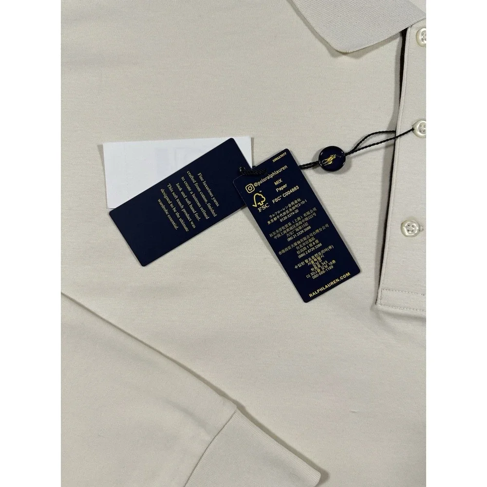 Polo Ralph Lauren White Polo Shirt Soft‎ Touch Long Sleeve Men's 4XB NWT